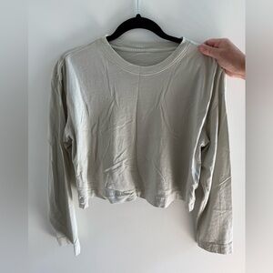 Everlane Cropped light blue green cotton long sleeve shirt